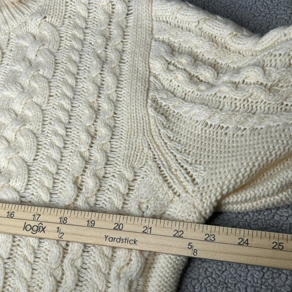 J Crew Sweater Womens XXL Cream Cable Knit Cardigan Ruffle Neck Gold Buttons - Picture 11 of 16